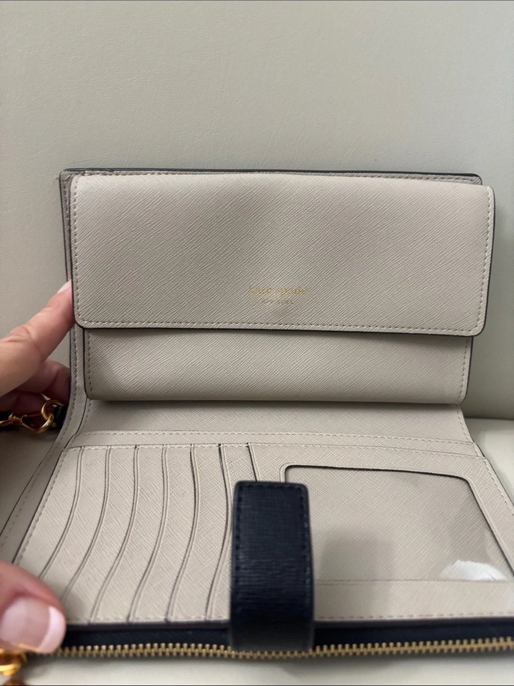 kate spade Two-Tone Black and Cream Wristlet Wallet